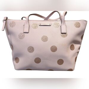 Kate Spade New York Haven Lane Hani tote bag in a pink glitter polka dot pattern